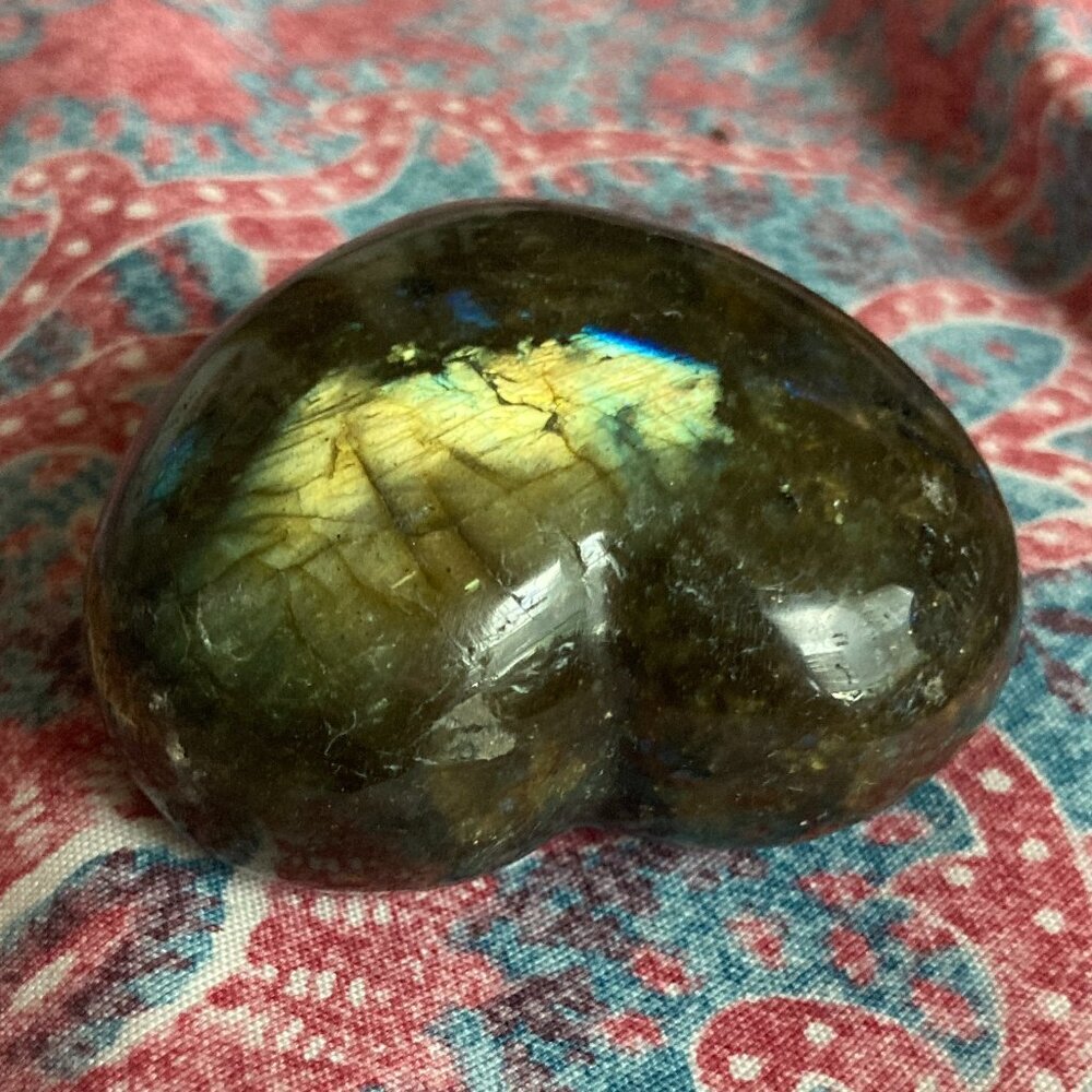 Labrodorite Heart with Blue and Orange Flash